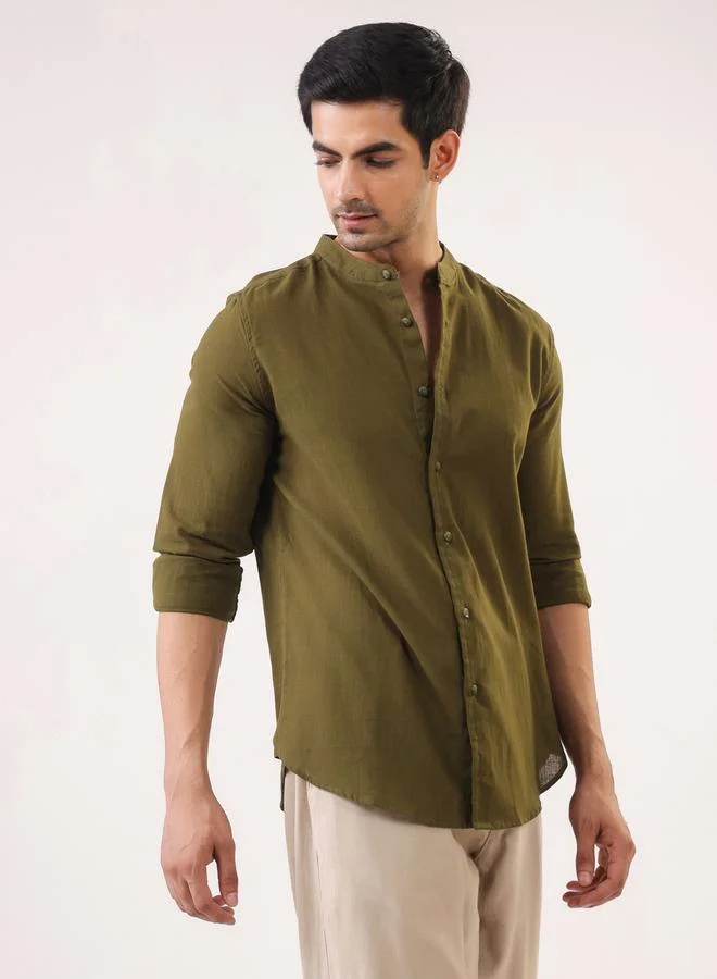 ترولوم قميص قطن سادة بقصة عادية للرجال